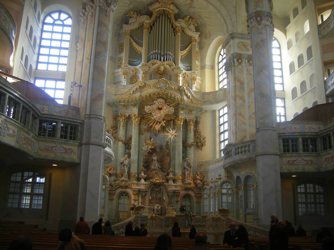 The restored interior of the Frauenkirche.
